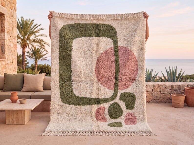 Tapis en laine pure fait main 2/3 m