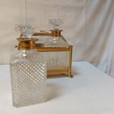Whiskey cellar called "Tantalus" - Servant of 2 cut crystal carafes