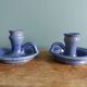 Stoneware candlesticks signed artisanal ceramics