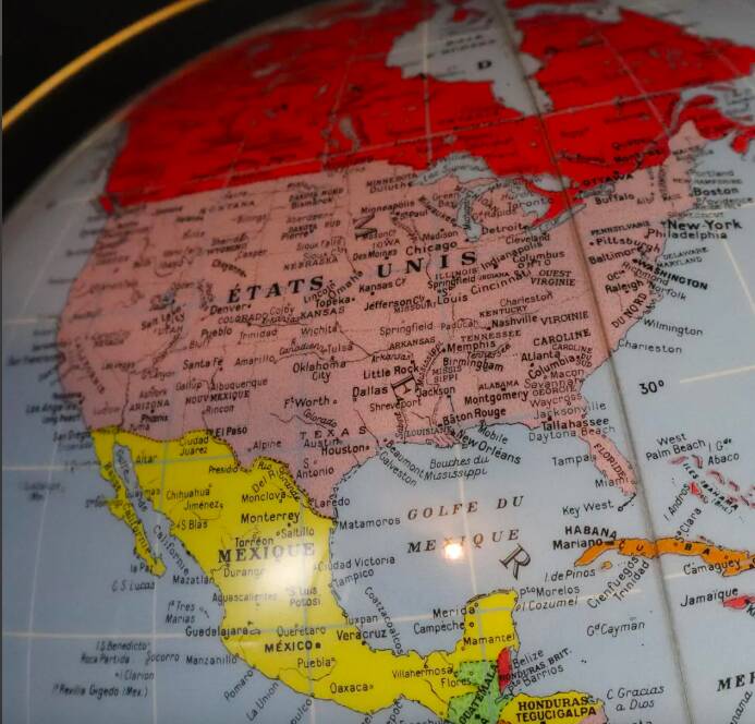 Vintage inflatable globe on stand, 1960, Taride Sevylor