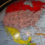 Vintage inflatable globe on stand, 1960, Taride Sevylor