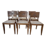 6 chaises époque Art Déco en chêne massif