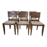 6 chaises époque Art Déco en chêne massif