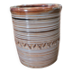 Pot cylindrique en grès émaillé tourné strié signé – Artisan potier