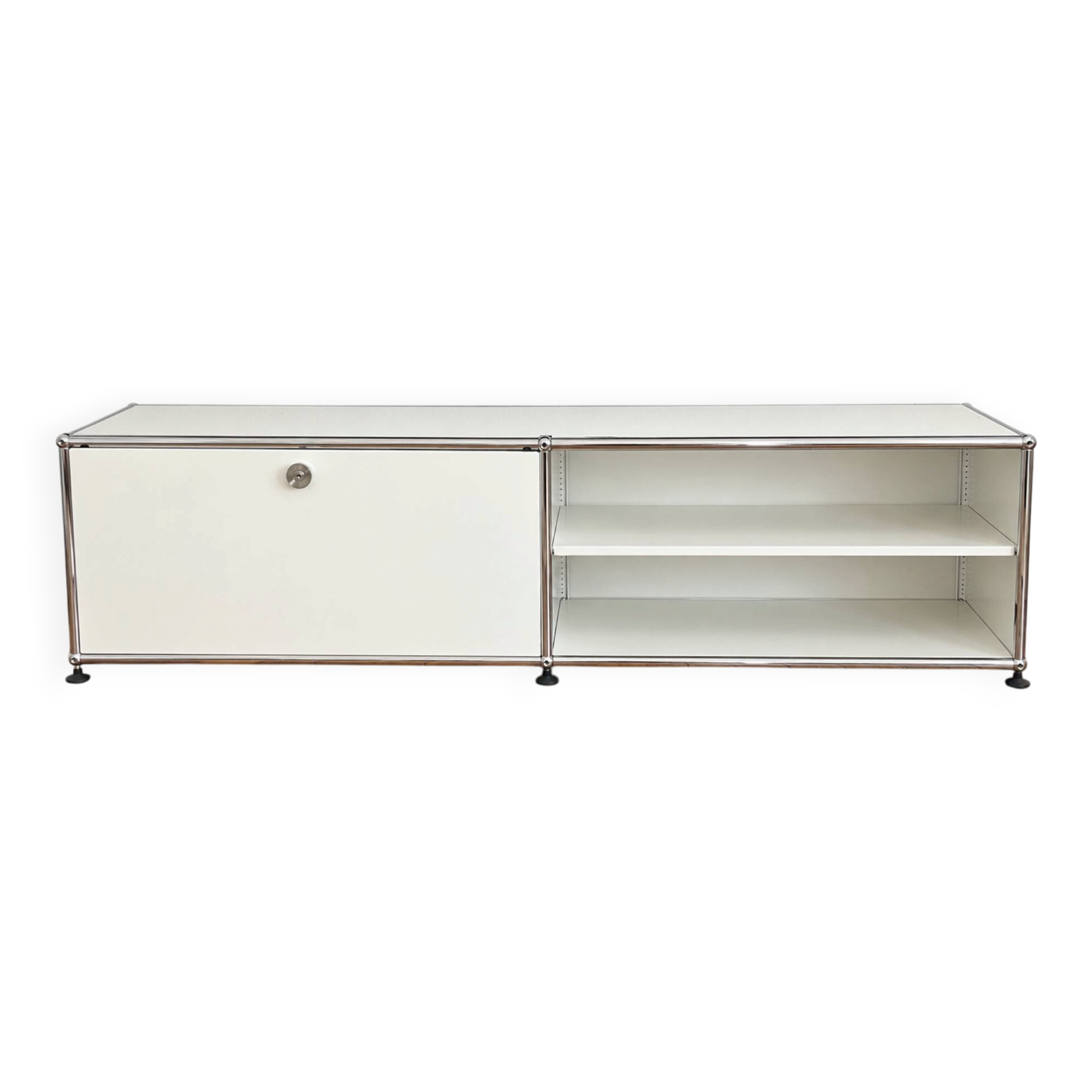 Meuble TV - Enfilade - USM Haller blanc et chrome