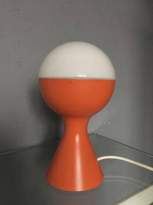 Egon Hillebrand Space Age table lamp, orange base, white shade, 1960s