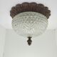 Ceiling lamp glass diamond tip and brass 70's