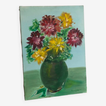 Oil on canvas bouquet of flowers