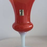 Mid-century modern Italian art glass chalice vase – Orange coated and Opa