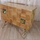 Rattan & ceramic bar attributed to Audoux Minet