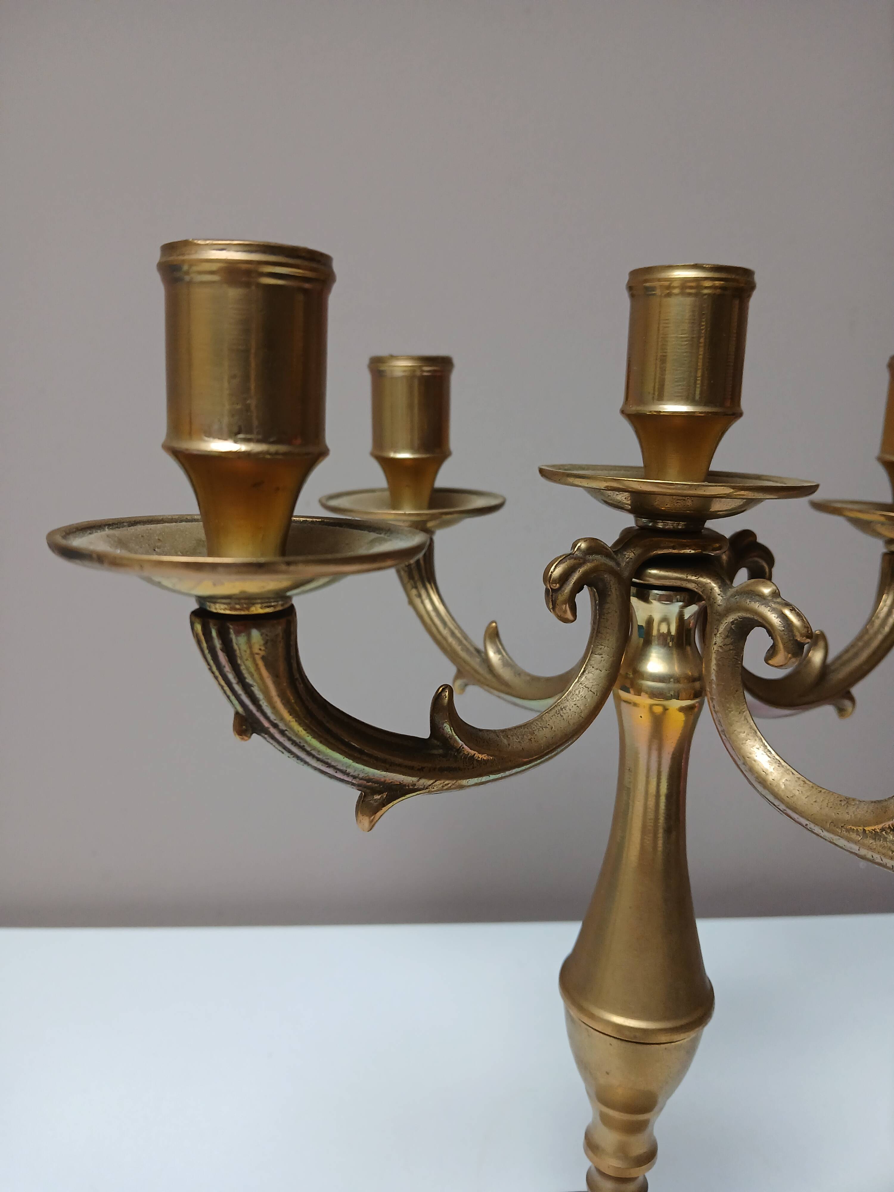 4-branch brass candle holder