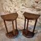 Pair of antique solid wood half-moon side tables, 19th century