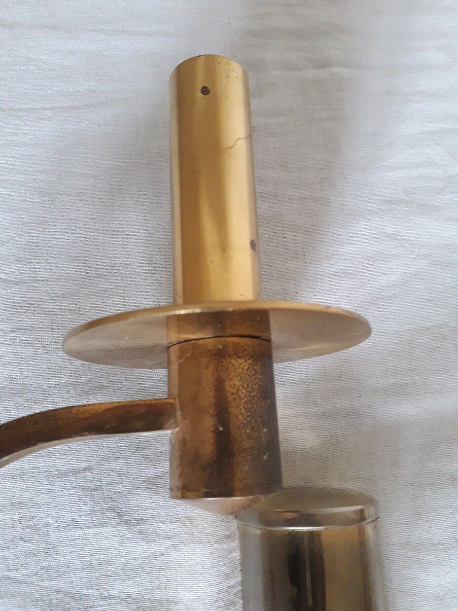 Pair of double brass wall lamps