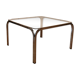 Table basse verre fumé et acier tubulaire.