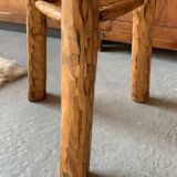 Brutalist tripod high stool - wood