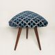 Set of two Scarabeo triangle stools in blue Dedar velvet, mid-century, Europe, 1960s.