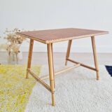 Rattan coffee table with tartan top