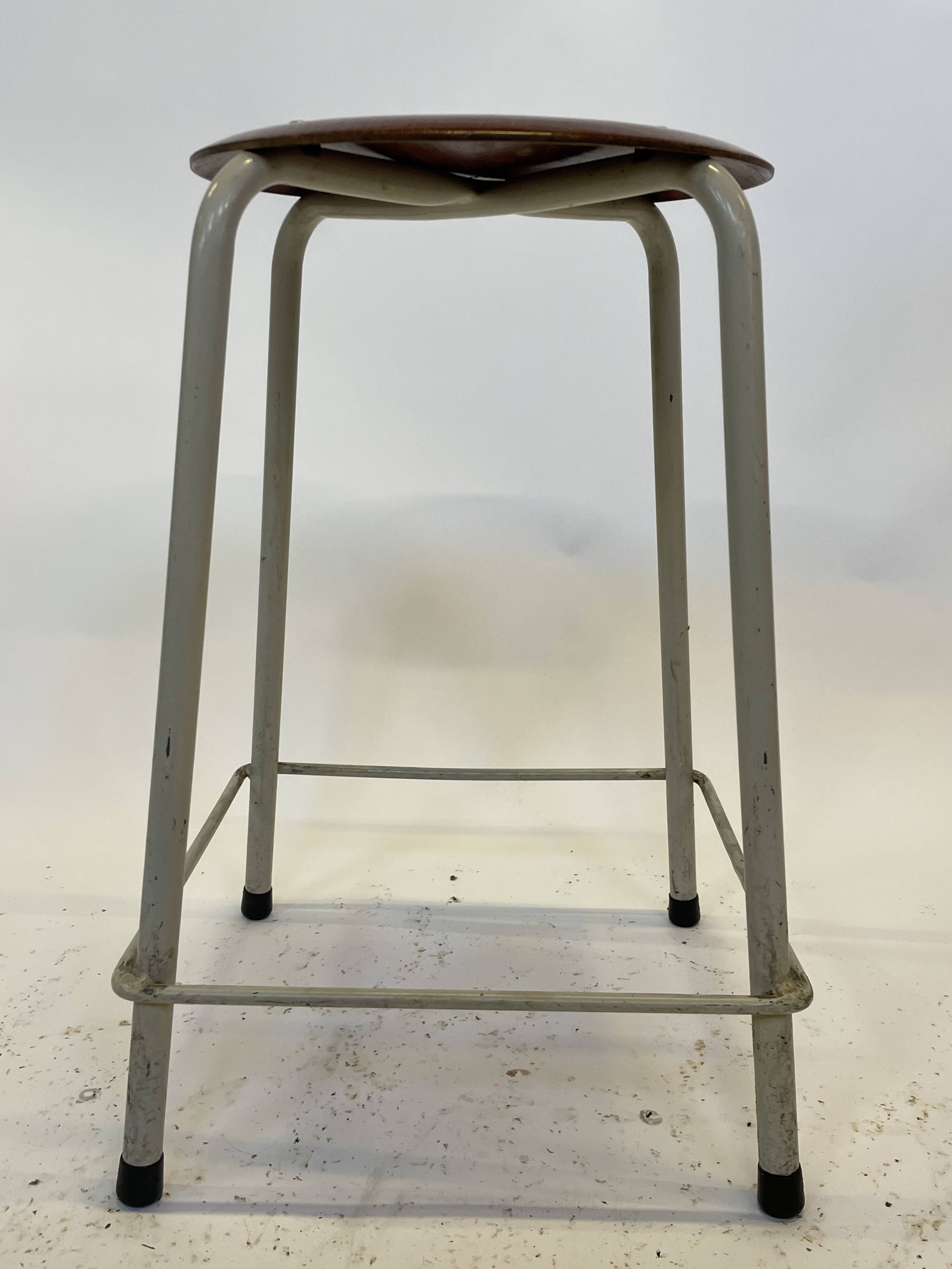 Vintage school stool, 1970s industrial design, Dutch minimalist