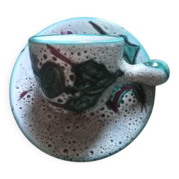 Tasse et soucoupe style Vallauris