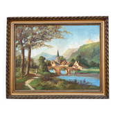 Tableau : huile sur carton - paysage