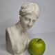 Antique goddess bust in patinated plaster, old, 27 cm