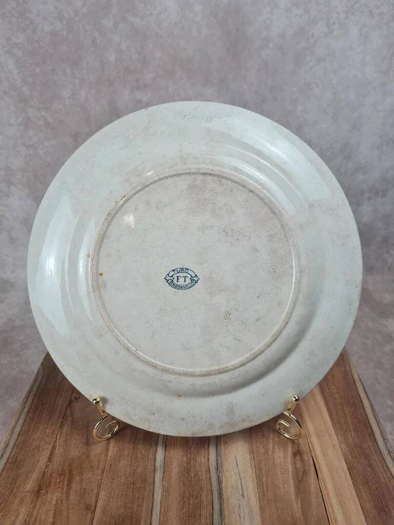 Large antique Badonvilliers plate with blue-green Turkish decoration 🌿