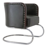 Bauhaus Tubular Armchair in Green Leather,  1930s, Restored
