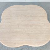 Vintage "cloud" coffee table in travertine, 80s