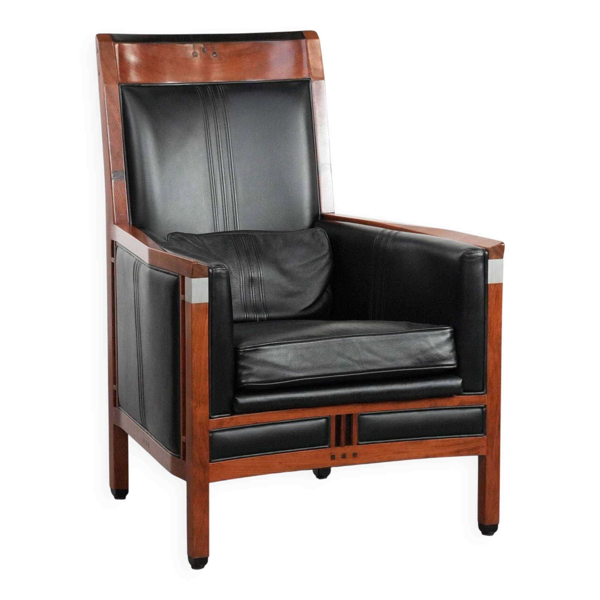 Beautiful and very comfortable black Art Deco design armchair