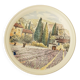 Decorative flat plate in Castelroux porcelain. Provencal scene, Landscape of Provence France