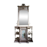 Italian hand-painted Console Table with Mirror and floral painting