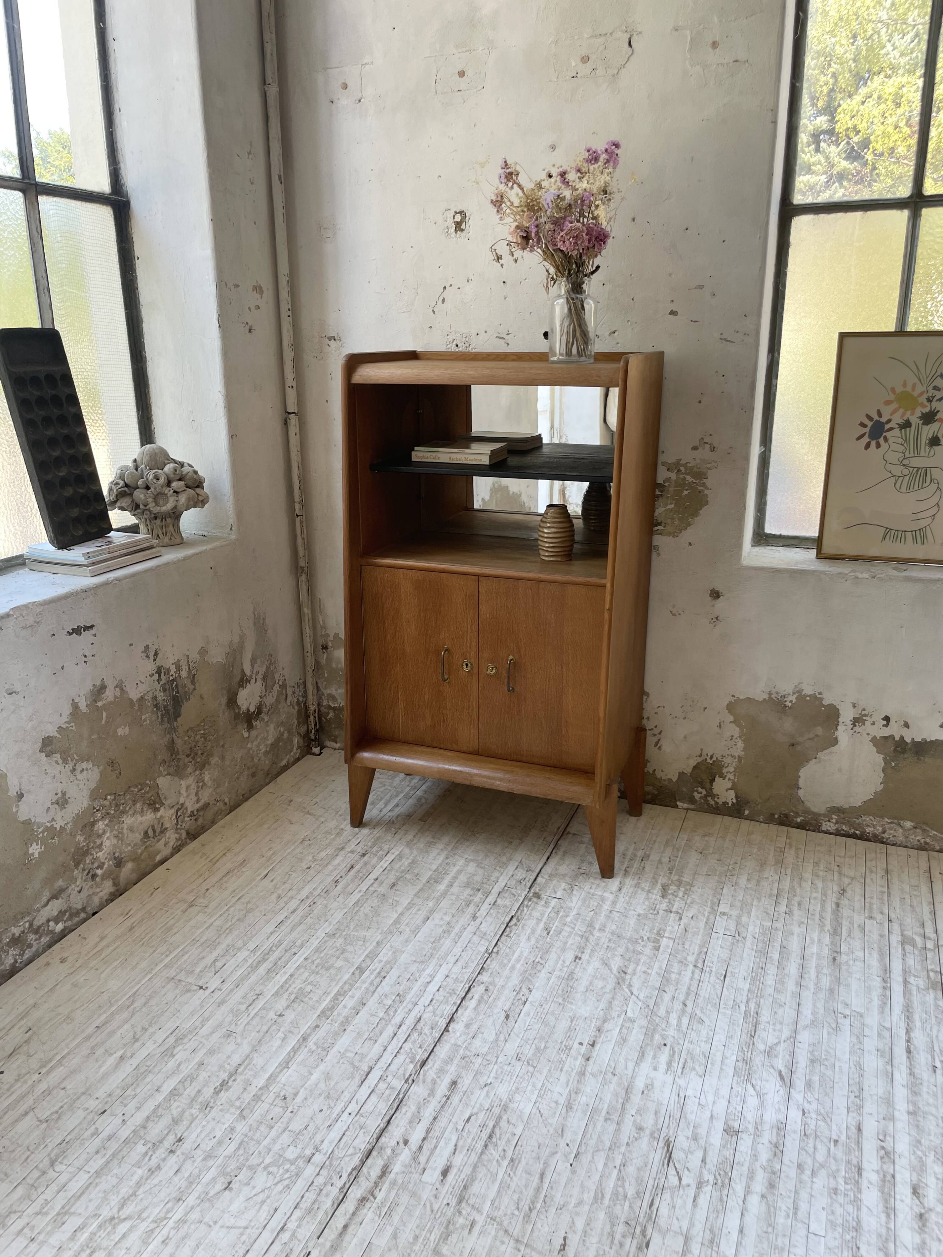 Meuble de rangement secrétaire chêne années 60