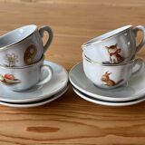 Earthenware dinette, 4 cups and 4 subcups