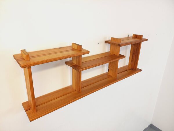 Etagère murale en pin vintage style Maison Regain, années 80