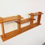 Vintage pine wall shelf in Maison Regain style from the 80s