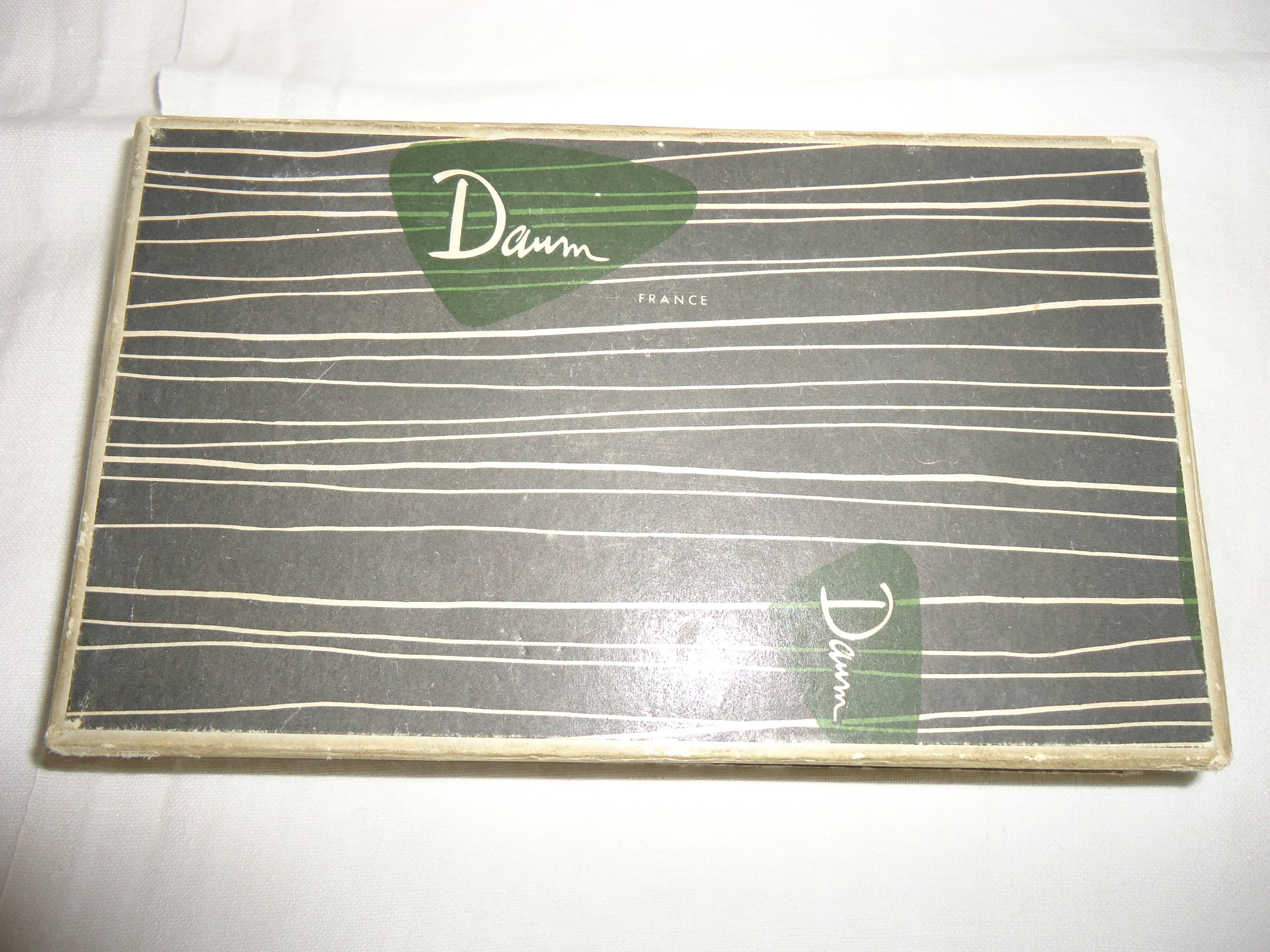 Set of six crystal knife rests, signed DAUM