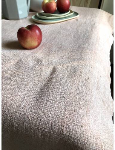 Antique Harvest Tablecloth in Pure Hemp Dyed Tea Rose