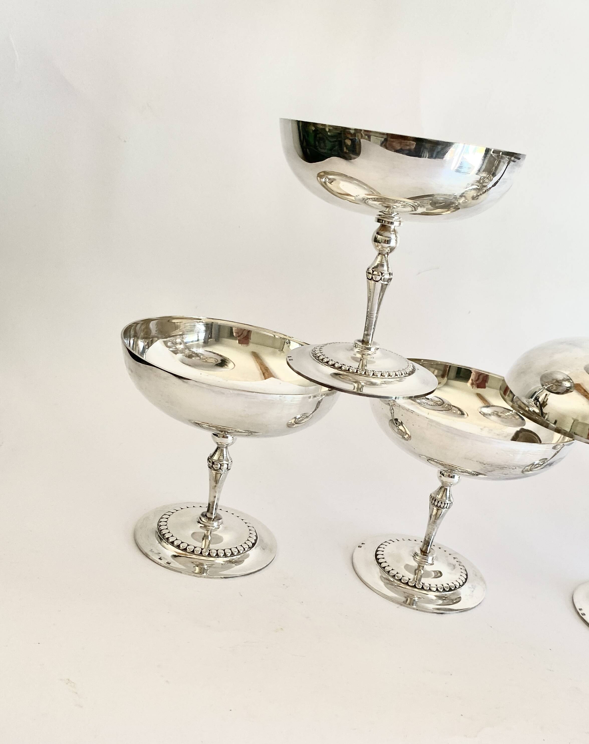 8 silver metal ice cream cups with punches