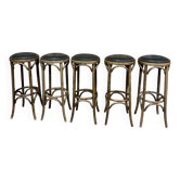 5 curved wooden bar stools in Thonet style