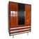 Vintage Italian Wardrobe, Walnut, Fluted Wood, Brass Feet 1950s italian