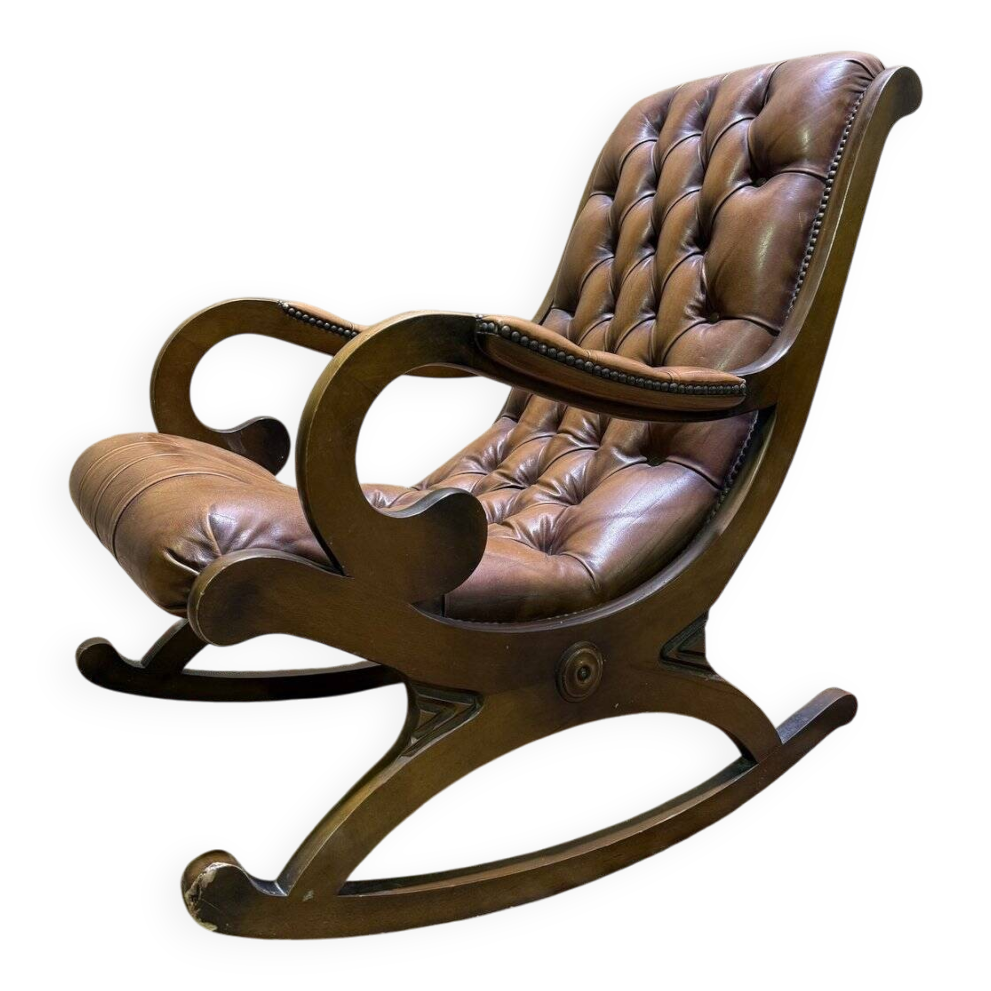 Chesterfield leather rocking chair in Havana.