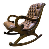Fauteuil, rocking-chair, chesterfield en cuir havane