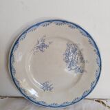 Assiettes plates en faïence de Sarreguemines , Watteau , U & C , années 50