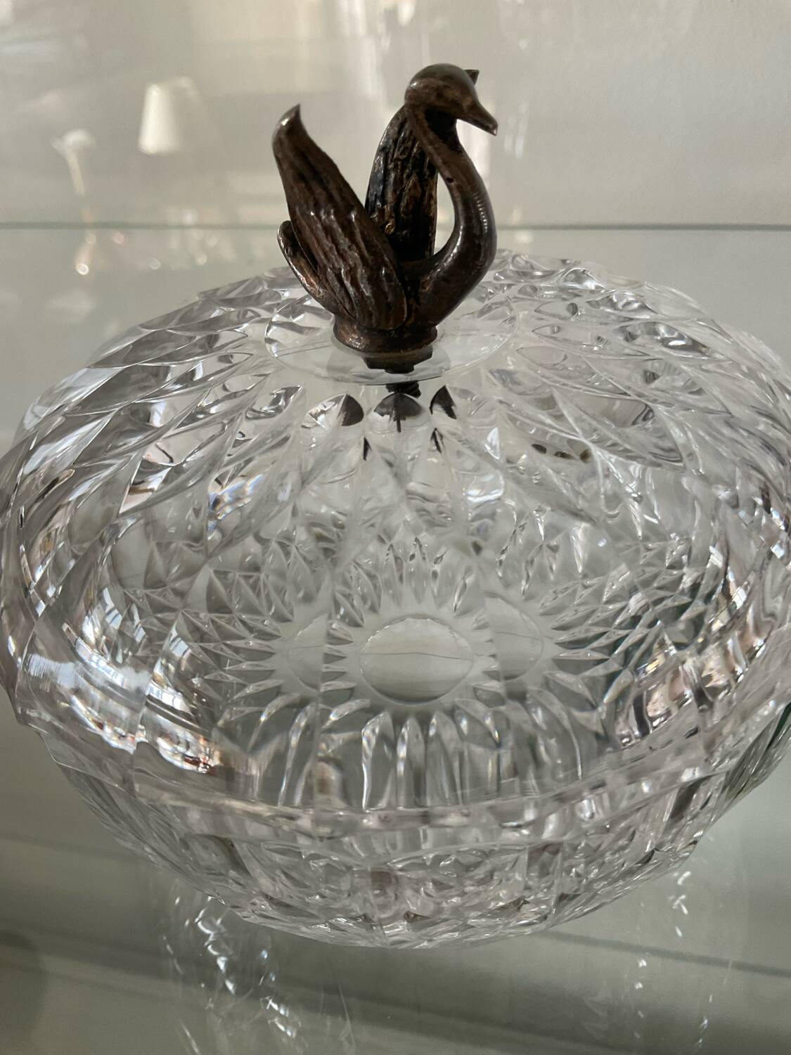 Bonbonnière vintage en cristal Val St Lambert