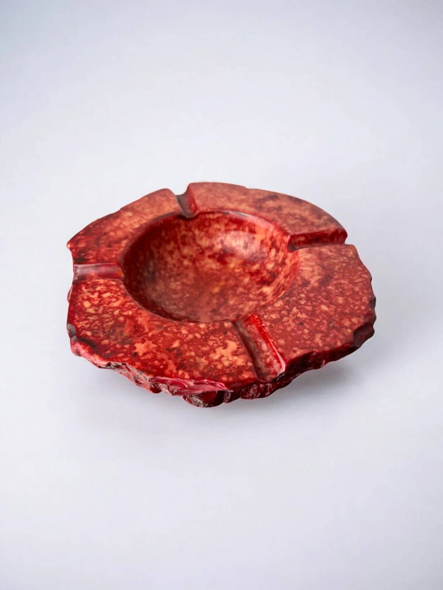 Red faux alabaster ashtray by Romano Bianchi, Italy, 1970s