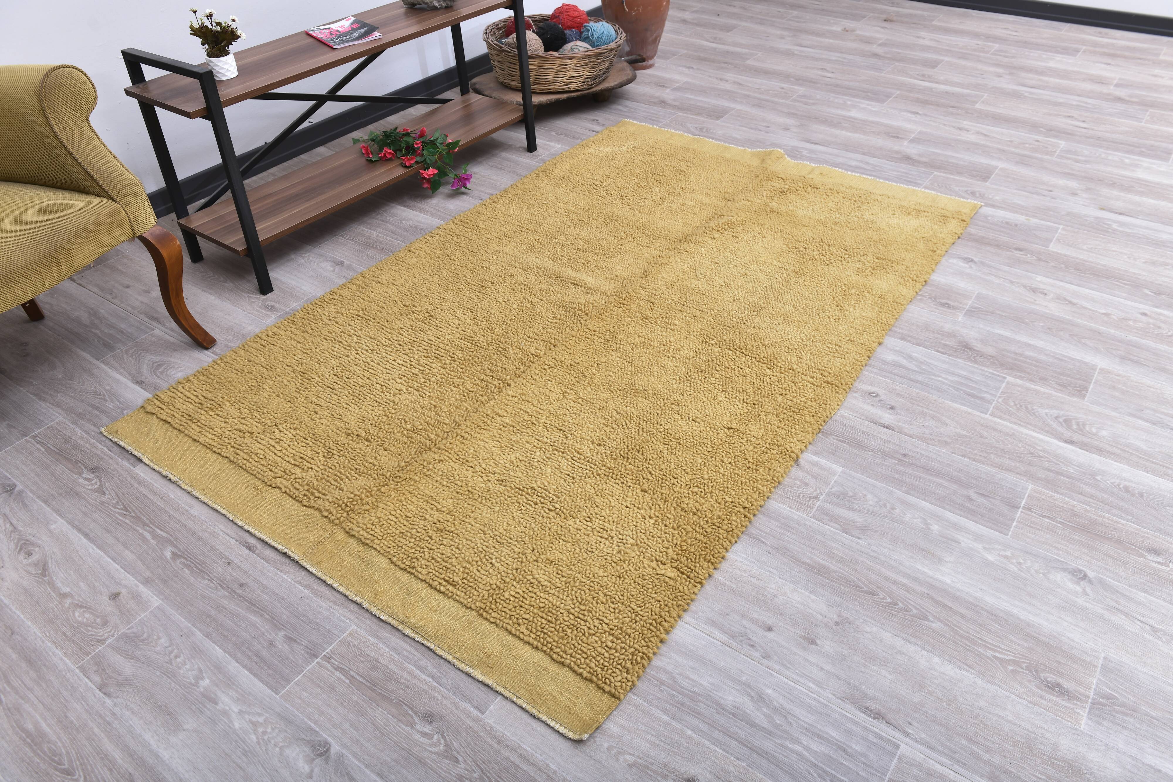 Mustard Moroccan Wool Berber Rug 133x211Cm
