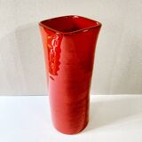 Large red glazed ceramic vase