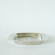 Pocket tray / butter dish in silver metal and glass, early 20th century