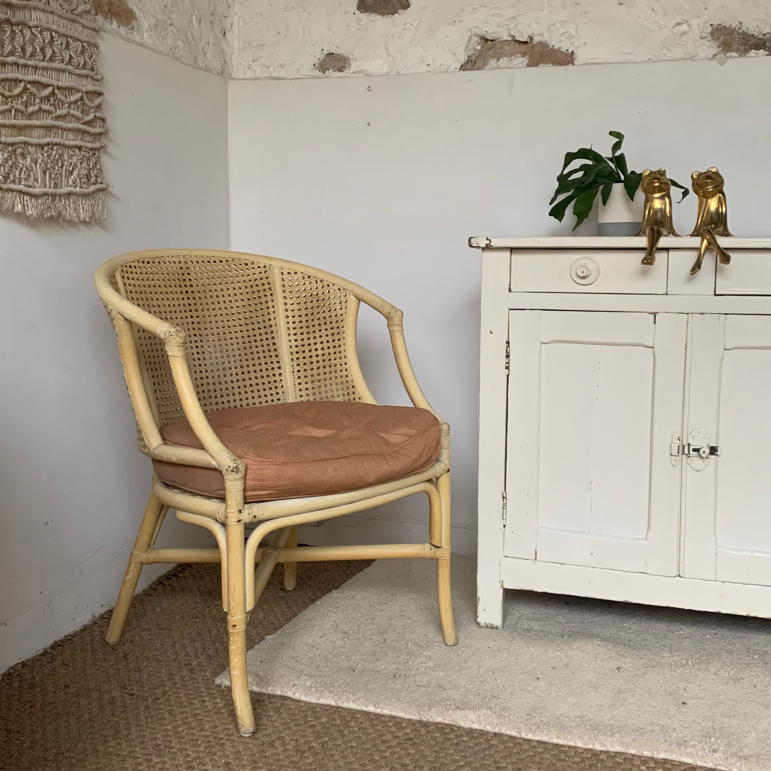 Rattan and canning armchair