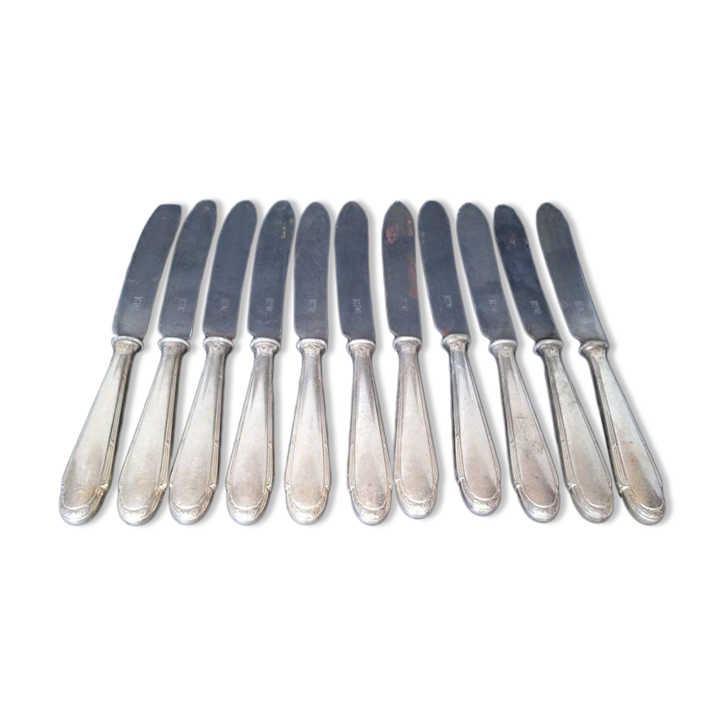 12 WMF knives + silver metal hallmarks from the 1940s